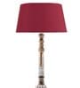 Orem Maroon Cotton Shade Club Floor Lamp With Wood Base
