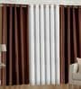 Home Zaara Chocolate Brown & White Polyester Solid Eyelet Window Curtain
