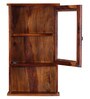 Sheesham Wood Cabinet Wall Shelf with Glass Door in Honey Finish