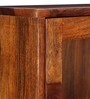 Sheesham Wood Cabinet Wall Shelf with Glass Door in Honey Finish