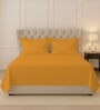 Honey Gold Solid 400 TC Cotton King Sized Bedsheet with 2 Pillow Covers