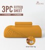 Honey Gold Solid 400 TC Cotton King Sized Fitted sheet with 2 Pillow Covers