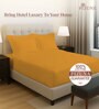 Honey Gold Solid 400 TC Cotton Queen Sized Fitted sheet with 2 Pillow Covers