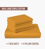 Honey Gold Solid 400 TC Cotton Super King Sized Bedsheet with 4 Pillow Covers