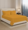 Honey Gold Solid 400 TC Cotton Super King Sized Bedsheet with 4 Pillow Covers