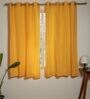 Honey Yellow Yellow Cotton 230 GSM  Solid 5 Feet Room Darkening Eyelet Window Curtains (2 Pc)