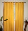 Honey Yellow Yellow Cotton 230 GSM  Solid 9 Feet Room Darkening Eyelet Long Door Curtains (2 Pc)