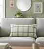 Honeydew & Natural 100% Cotton Windowpane 12X20 Inches Knitted Cushion Cover