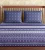 Blue Traditional 300 TC 100% Cotton King Sized Bed Sheets with 2 Pillow Covers