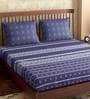 Blue Traditional 300 TC 100% Cotton King Sized Bed Sheets with 2 Pillow Covers