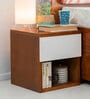 Hop Bedside Table in Natural Teak With White  Finish