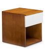 Hop Bedside Table in Natural Teak With White  Finish