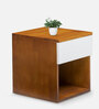 Hop Bedside Table in Natural Teak With White  Finish