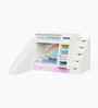 Hop N  Slide Bed  With Multicolor Staircase Storage & Rainbow Print