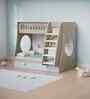 Hop on Top Bunk Bed  With Purple Drawers Storage, Ladder & Animal Rider Print