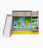 Hop on Top Bunk Bed With Yellow Drawers Storage, Slide & Globe Print
