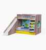 Hop on Top Bunk Bed With Yellow Drawers Storage, Slide & Globe Print