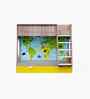 Hop on Top Bunk Bed  With Yellow Drawers Storage, Ladder & Globe Print
