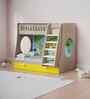 Hop on Top Bunk Bed  With Yellow Drawers Storage, Ladder & Globe Print