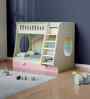 Hop on Top Bunk Bed  With Pink Drawers Storage, Ladder & Rainbow  Print