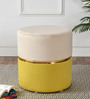 Hopewell Fabric Pouffe in Cream & Yellow Colour