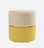 Hopewell Fabric Pouffe in Cream & Yellow Colour