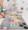 Multicolor Textual Wool 3 ft x 5 ft Kids Carpet