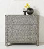 Hornbill Bone Inlay Chest of Drawer In Black Finish