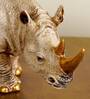 Horned Rhino Brown Resin Figurine