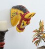 Yellow Colour Horse Sclupture Mango Wood Wall Mask