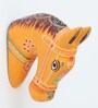 Orange Colour Horse Sclupture Mango Wood Wall Mask