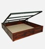 Horten Sheesham Wood King Size Bed In Honey Oak  Finish With Hydraulic Storage