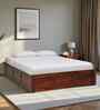 Horten Sheesham Wood Queen Size Bed In Honey Oak  Finish With Box Storage
