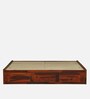 Horten Sheesham Wood Queen Size Bed In Honey Oak  Finish With Box Storage