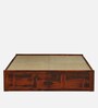 Horten Sheesham Wood Queen Size Bed In Honey Oak  Finish With Box Storage
