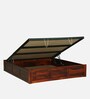 Horten Sheesham Wood Queen Size Bed In Honey Oak  Finish With Hydraulic Storage