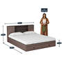 Hoshi Queen Size Bed in Walnut Finish with Drawer Storage