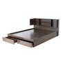 Hoshi Queen Size Bed in Walnut Finish with Drawer Storage