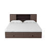 Hoshi Queen Size Bed in Walnut Finish with Drawer Storage