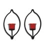 Hosley Metal Tea Light Candles Holder With Red Glasses And Tealights