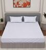 White Solid 210 TC Cotton Single Size Bedsheet With 1 Pillow Cover