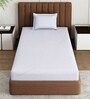 White Solid 210 TC Cotton Bedsheet With Single Size Bedsheet With 1 Pillow Cover