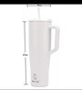 House of Quirk 1200ML Drinkmate Tumbler with Handle and 2 Straw Flip Lid, Stainless Steel Large Water Bottle Gifts for Women Men Him Her (White)