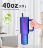 House of Quirk 1200ML Stainless Steel Christmas Tumbler Hot and Cold with Handle and Lid 2 Straw, Double Insulated Cup 100% Leak Proof Mug Cupholder for Gym, Travelling (Merry Maroon)