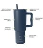 House of Quirk 1200ML Stainless Steel Tumbler Hot and Cold with Handle and Lid 2 Straw, Double Insulated Cup 100% Leak Proof Mug Cupholder for Gym, Travelling (Shadow Blue)