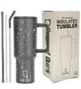 House of Quirk 1200ML Stainless Steel Tumbler Hot and Cold with Handle and Lid 2 Straw, Double Insulated Cup 100% Leak Proof Mug Cupholder for Gym, Travelling (Grey Paint)
