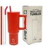 House of Quirk 1200ML Stainless Steel Tumbler Hot and Cold with Handle and Lid 2 Straw, Double Insulated Cup 100% Leak Proof Mug Cupholder for Gym, Travelling (Red)