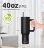 House of Quirk 1200ML Stainless Steel Tumbler Hot and Cold with Handle and Lid 2 Straw, Double Insulated Cup 100% Leak Proof Mug Cupholder for Gym, Travelling (Cream Paint)