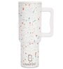 House of Quirk 1200ML Stainless Steel Tumbler Hot and Cold with Handle and Lid 2 Straw, Double Insulated Cup 100% Leak Proof Mug Cupholder for Gym, Travelling (Cream Paint)