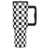 House of Quirk 1200ML Stainless Steel Tumbler Hot and Cold with Handle and Lid 2 Straw, Double Insulated Cup 100% Leak Proof Mug Cupholder for Gym, Travelling (Chess)